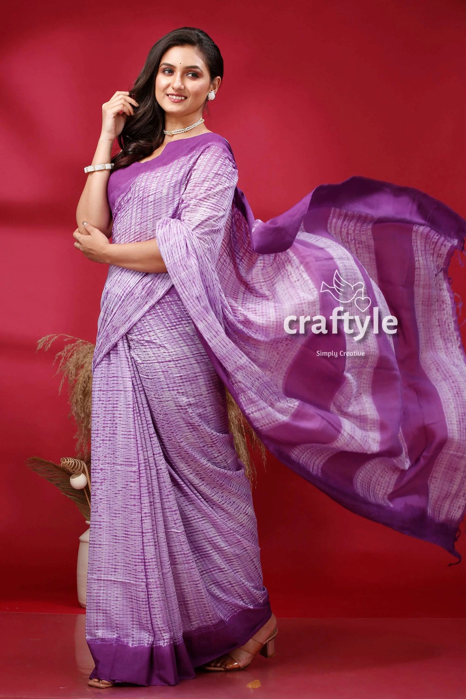 Royal purple shibori cotton handloom saree - unique and stylish woman white saree 5