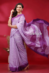 Royal purple shibori cotton handloom saree - unique and stylish woman white saree 5