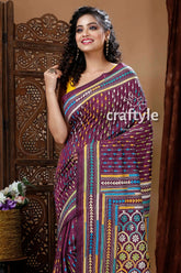 Sangria purple exclusive kantha silk saree woman patterned purple saree 2