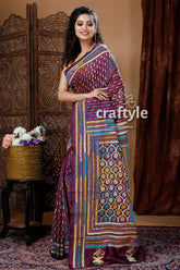 Sangria purple exclusive kantha silk saree woman patterned purple saree 4