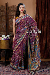 Sangria purple exclusive kantha silk saree woman patterned saree 5