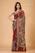 Sanguine brown leaf motif silk kantha saree maroon saree floral embroidery 1