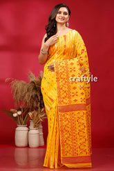 Selective yellow and red graceful jamdani saree yellow patterned saree 1