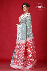 Shadow green bengal jamdani saree woman patterned saree 3