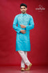 Sky blue kantha stitch cotton panjabi for men man’s embroidered blue kurta 1