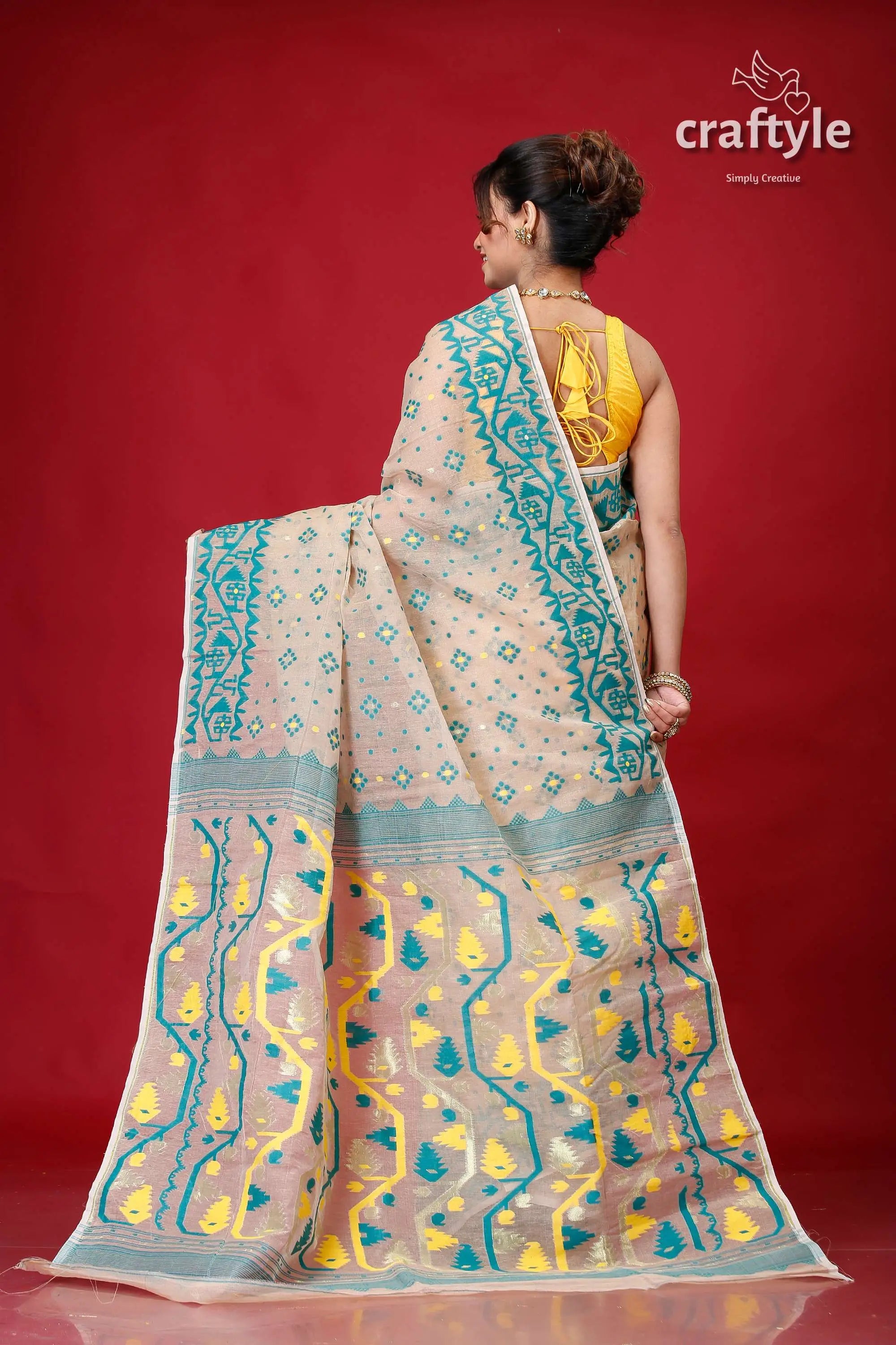 Soft amber elegant jamdani saree for women woman patterned saree 5