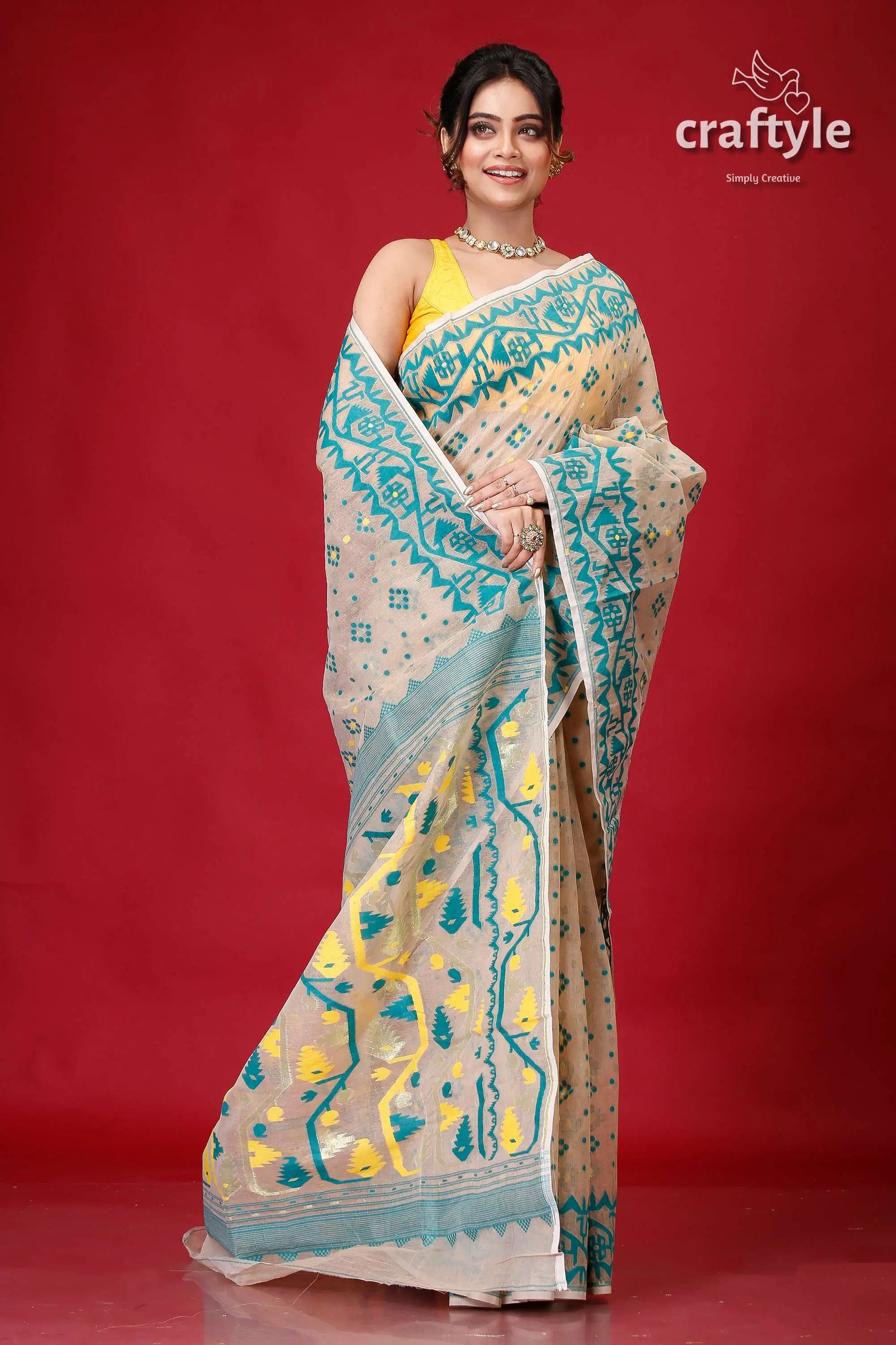 Soft amber elegant jamdani saree for women woman patterned saree 4