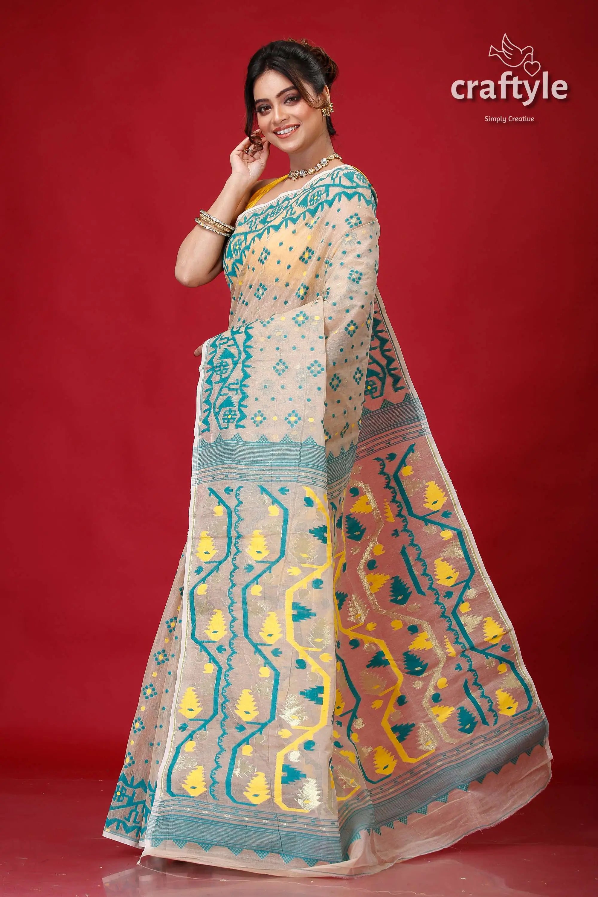 Soft amber elegant jamdani saree for women woman patterned saree 3