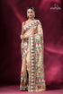 Soft amber handcrafted silk kantha saree elegant beige saree intricate embroidery 1