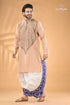 Soft amber kantha stitch cotton panjabi for men reverse men’s peach colored kurta intricate embroidery 1