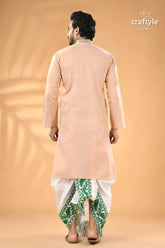 Soft amber kantha stitch gents kurta reverse men’s light peach kurta white 6