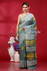 Steel teal modal silk saree - stylish choice for party wear woman patterned saree 1