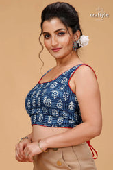 Stunning venice blue & white dabu pure cotton blouse woman navy blue sleeveless crop 3