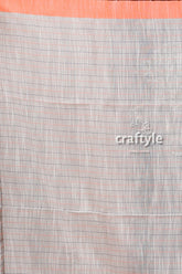 Stylish paris white handloom cotton saree with delicate stitching lightweight checkered fabric 6