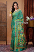 Traditional forest green silk kantha saree for women green embroidered saree 1