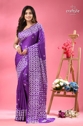 White kutch embroidered french violet silk saree purple silk saree white embroidered 1