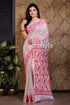 White red jamdani saree woman white pink patterned saree 1