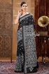 White thread work onyx black elegant silk kantha saree black saree white embroidery 1