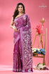 White thread work purple kantha embroidery silk saree purple white floral patterned cotton 1