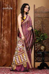 Wine berry all over work exquisite kantha stitch saree woman patterned saree 4