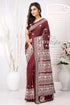 Wine berry and white exclusive kantha silk saree maroon saree patterned border 1