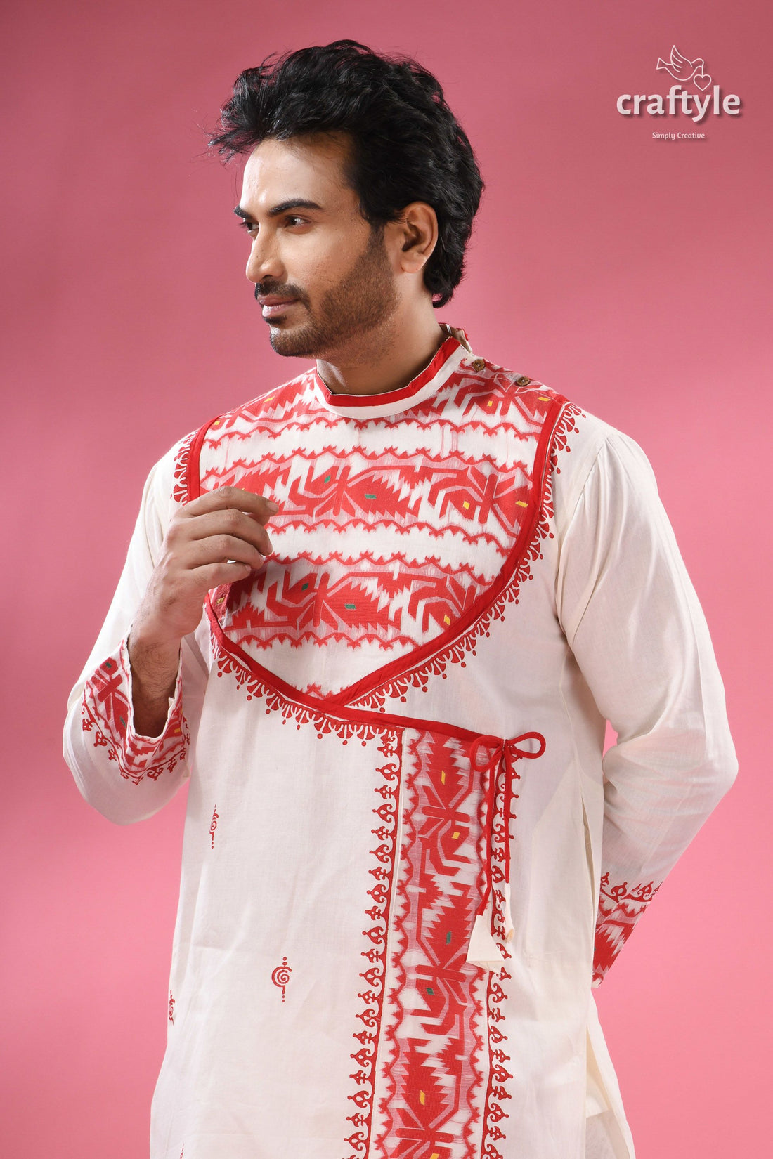 Traditional Cotton Jamdani Punjabi for Men - Indian Ethnic Wear