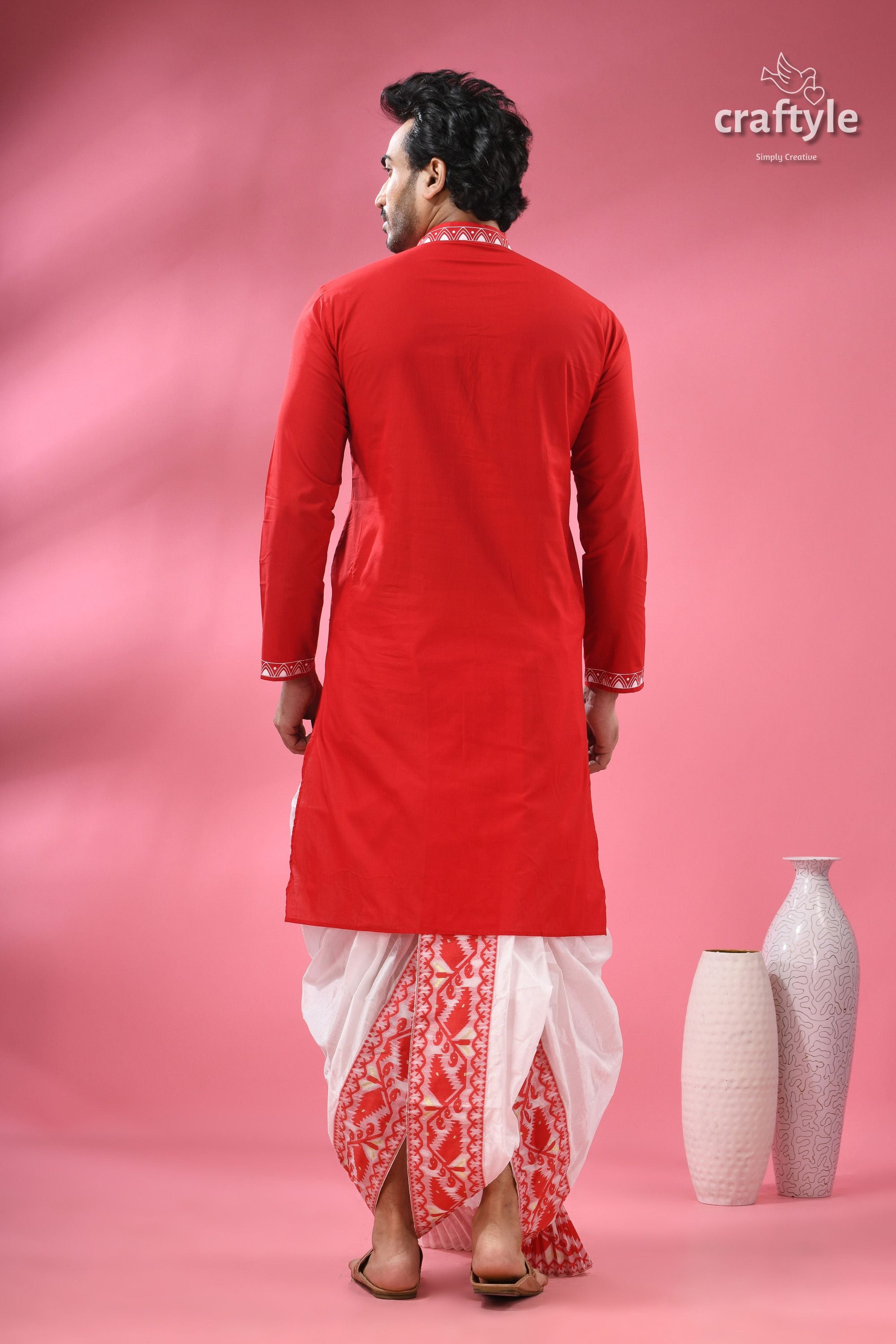 Festive Ehtnic Wear Cotton Panjabi for Men - Ma Durga Theme