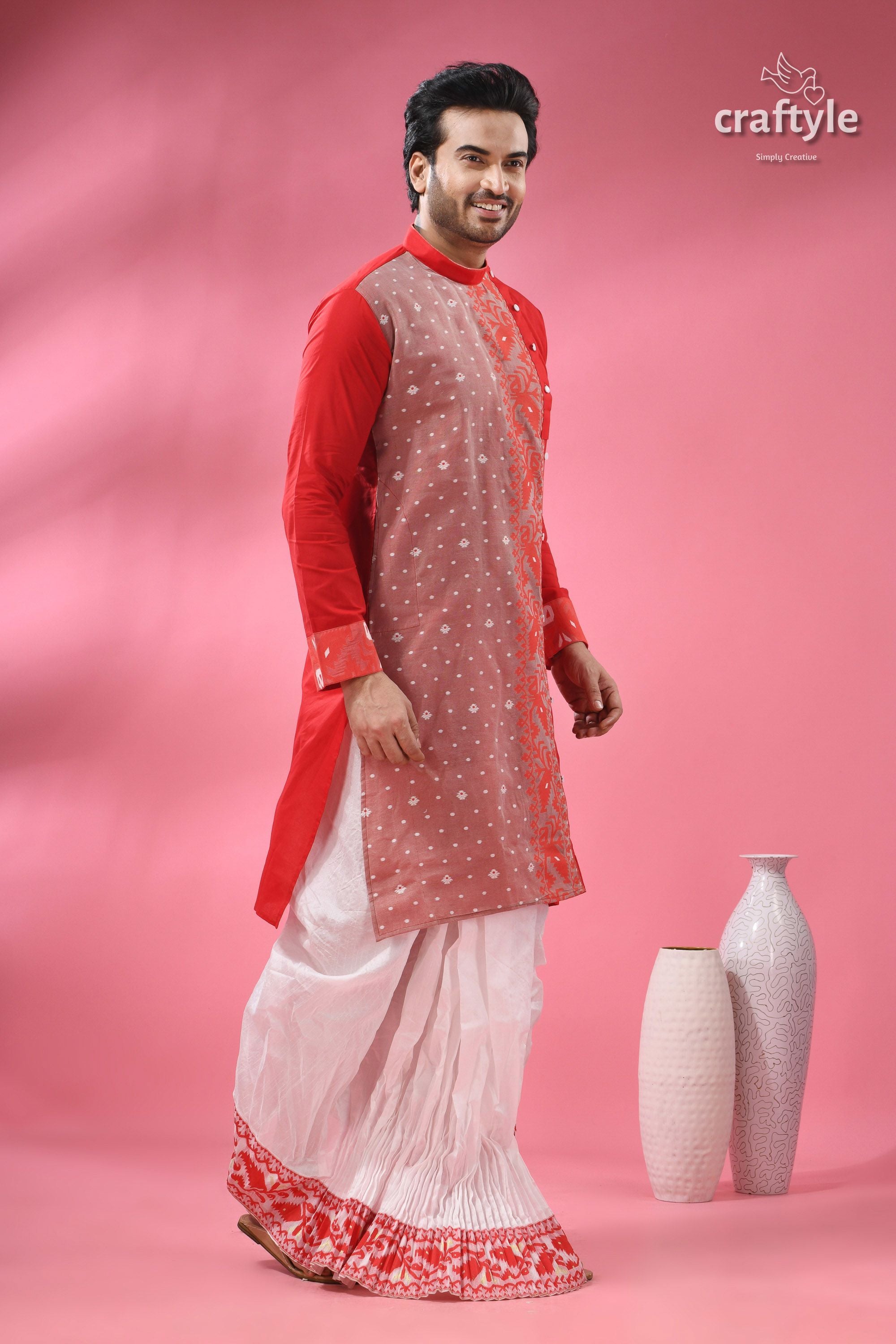 Cotton Jamdani Kurta for Men - Ethnic Wear for Festivals