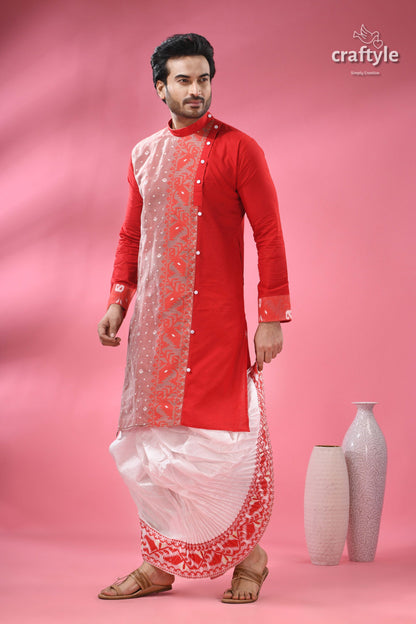 Cotton Jamdani Kurta for Men - Ethnic Wear for Festivals