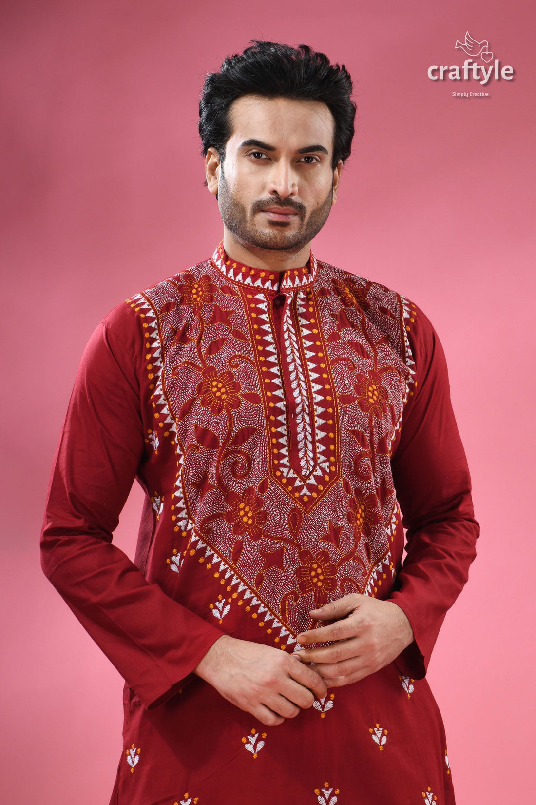 Upsdell Red Kantha Stitch Cotton Men&