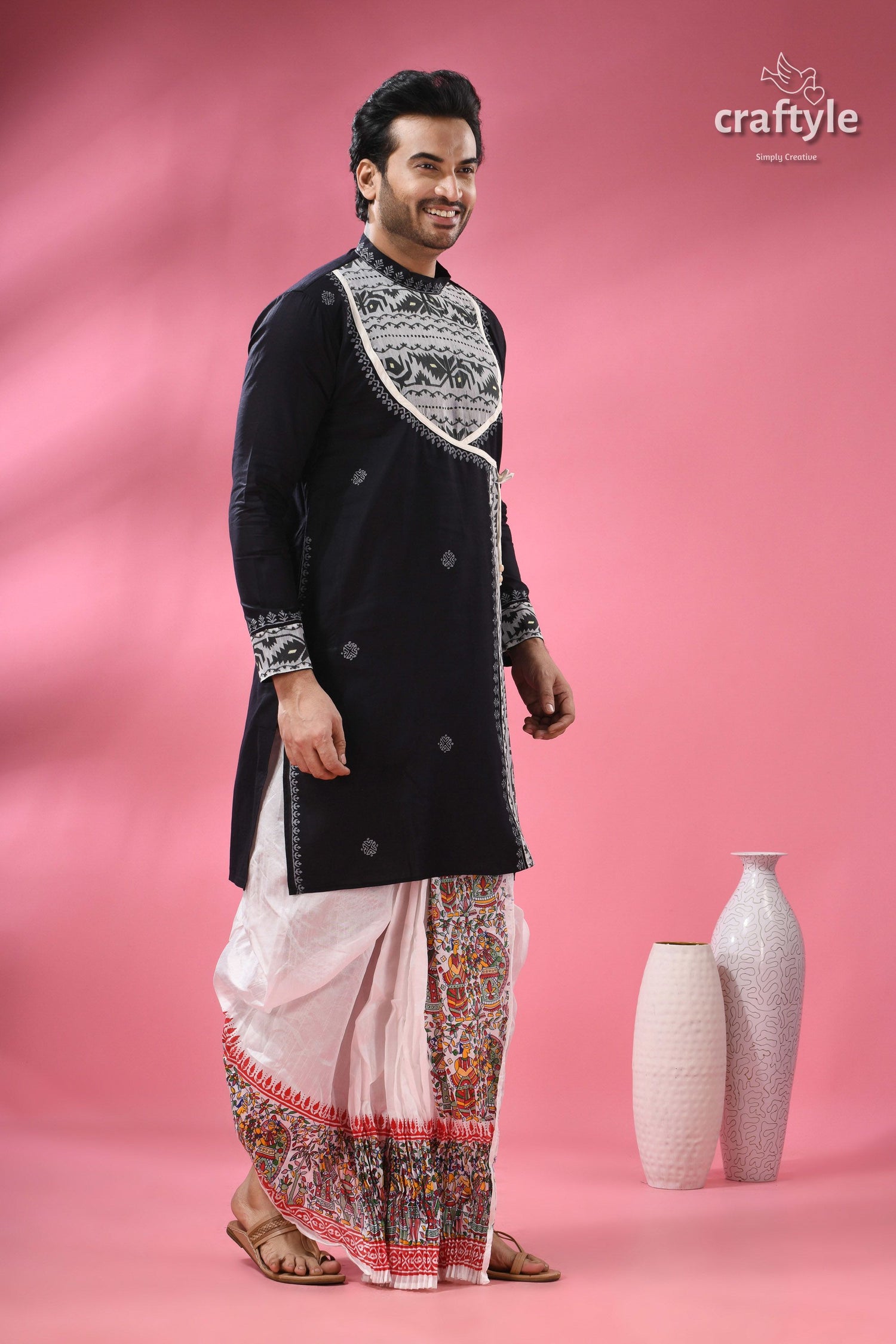 Designer Cotton Jamdani Panjabi for Men - Ethnic Indian Formal Wear