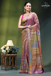 African violet multicolor kutch embroidered silk saree - mirror work woman vibrant purple saree intricate 7