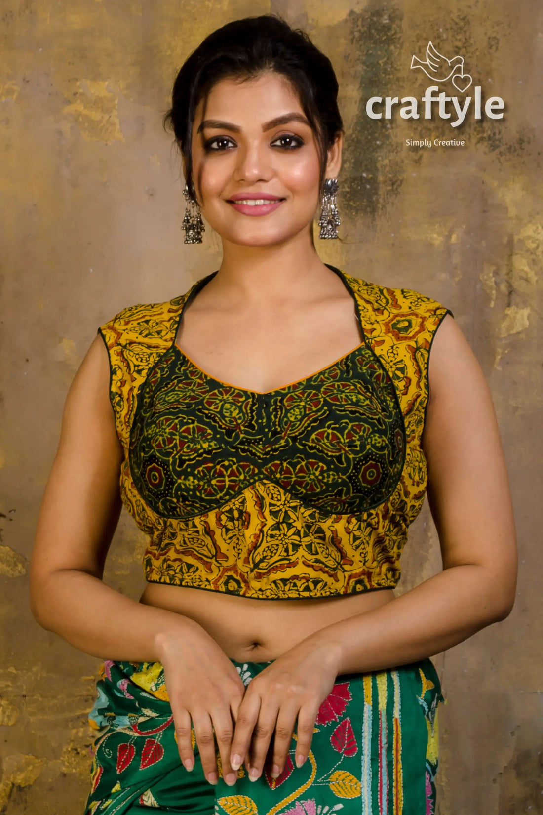 Ajrakh block print pure cotton blouse patterned sleeveless blouse 2