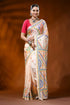 Alabaster white kutch embroidery silk saree with multicolor ethnic design 1