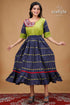 Apple green and blue hand painted designer cotton gown woman’s green blue patterned dress 1