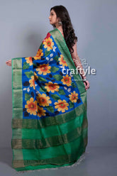 Apple Red Hand Painted Zari Pure Tussar Saree for Women - Craftyle