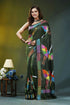 Artisanal heron design deep green silk kantha work saree vibrant olive green saree adorned 1