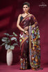 Artisanal village life theme handcrafted silk kantha saree - persian plum maroon silk saree adorned intricate 1