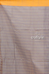 Ash Grey Stitched Work Handloom Cotton Saree-Craftyle