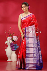 Beautiful imperial red kosha silk saree - soft and comfortable red purple saree 3