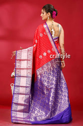 Beautiful imperial red kosha silk saree - soft and comfortable red purple silk saree 4