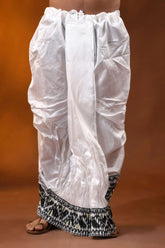 Black jamdani border mayur puchha silk dhoti - ready to wear 1