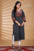 Black kalamkari print cotton designer kurti for women woman’s gray patterned kurta 1