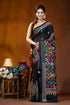 Black mandala multithread floral handcrafted kantha embroidery silk saree black silk saree vibrant floral 1