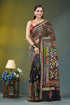 Black multicolor thread handcrafted ethnic silk kantha saree intricate multicolored embroidery 1