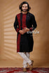 Black & red kantha stitch hand embroidery gents kurta intricate 1