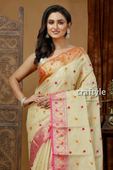 Blonde yellow tissue organza soft silk saree elegant cream-colored saree pink orange 2