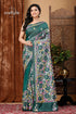 Bottle green floral kantha stitch saree - reverse woman green floral saree 1