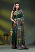 Bottle green silk kutch work saree with multicolor ethnic embroidery 1