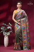 Brownish grey exquisite multi-thread kantha silk saree woman wears brown silk saree 1